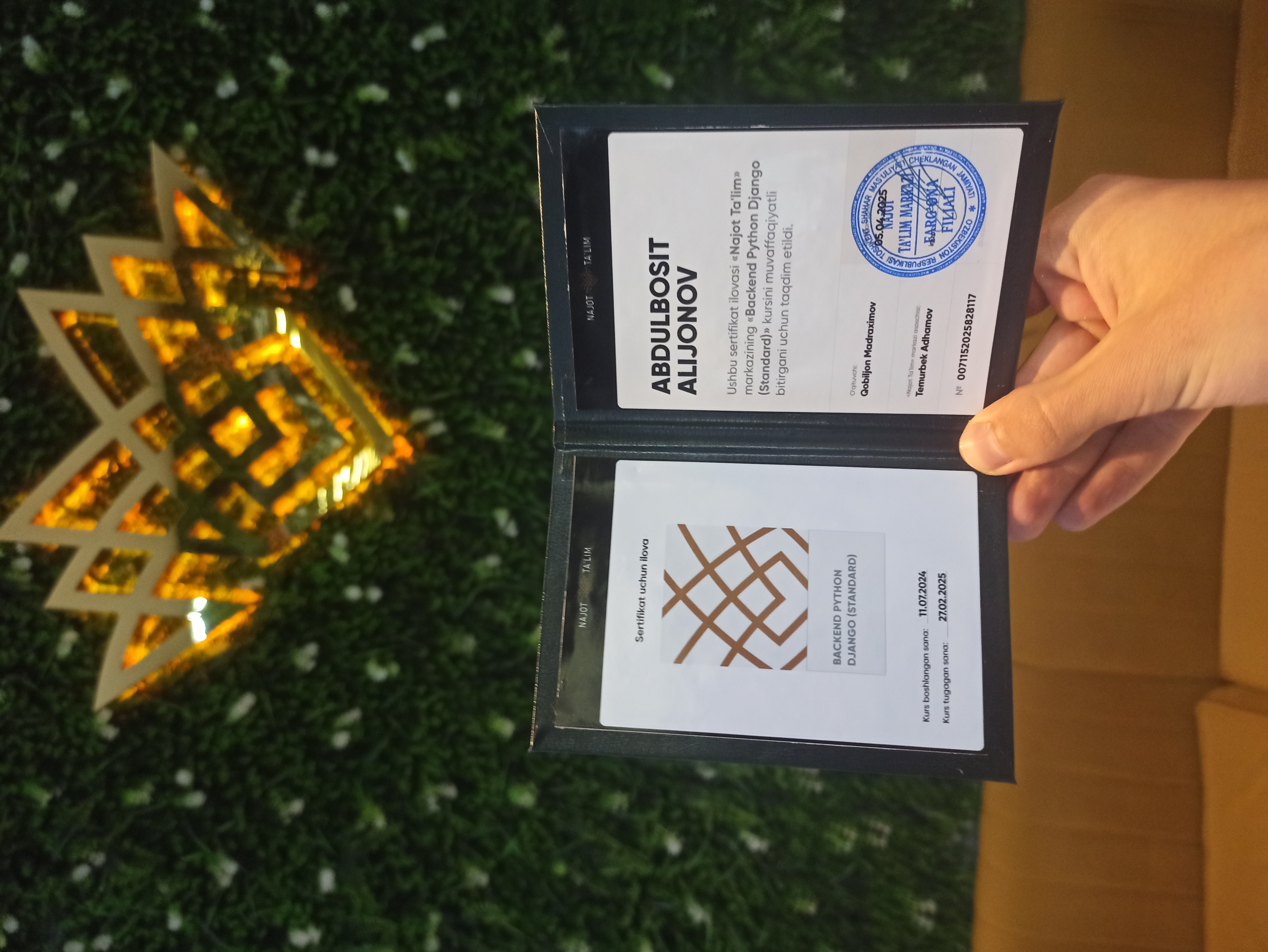 Najot Ta'lim sertifikati